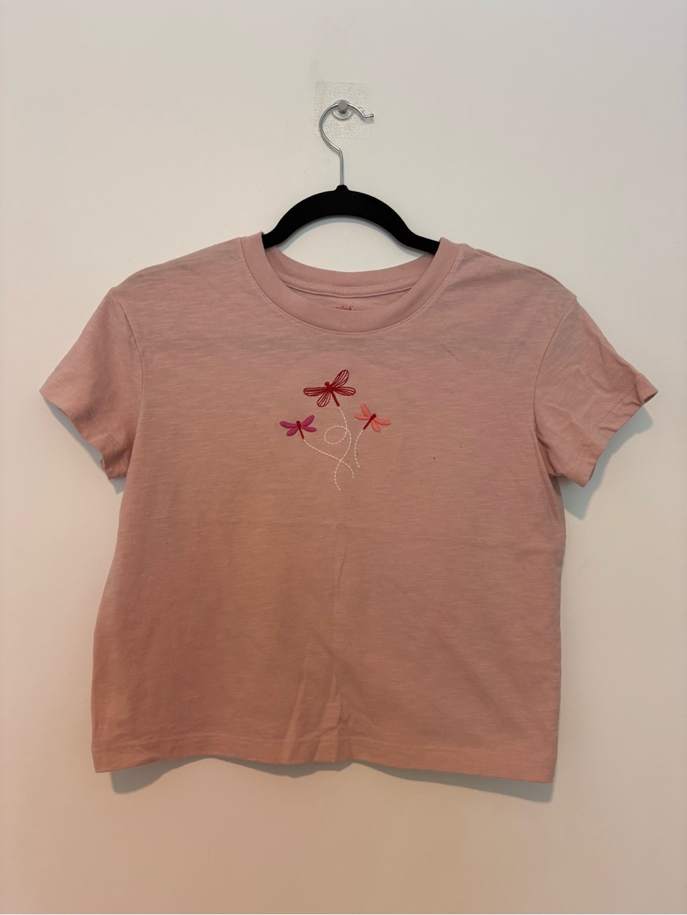 Cat & Jack Pink Short Sleeve Tee with Dragonfly Embroidery
